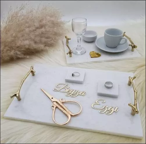 Mermer Nişan Söz Tepsisi